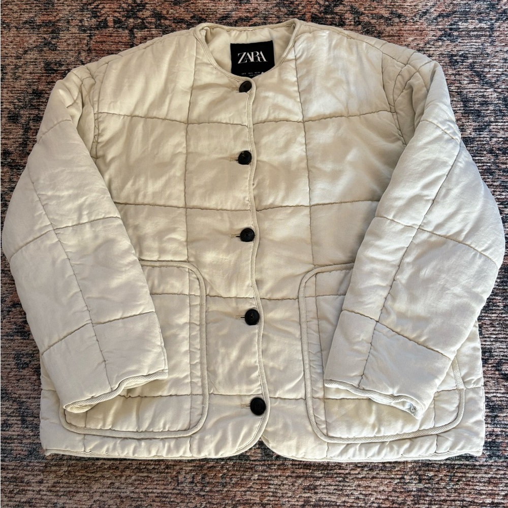 Zara Cream Puffer Jacket